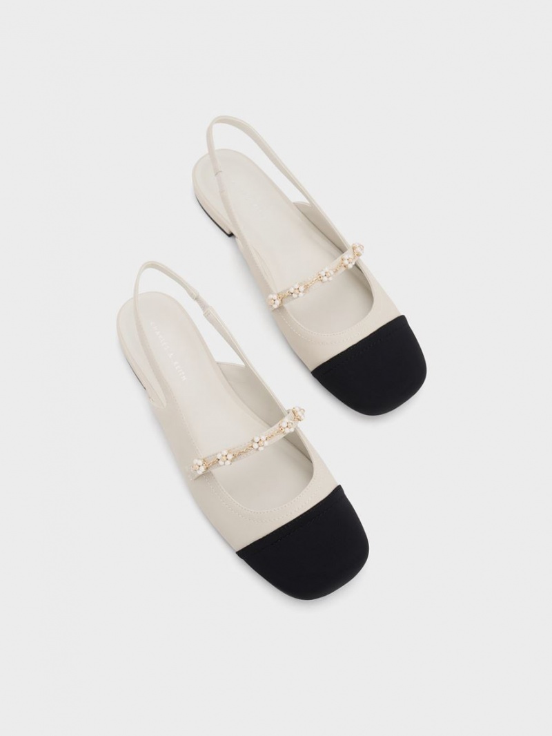 Balerini Charles & Keith Beaded Flower Slingback Albi | 269KAGDLO