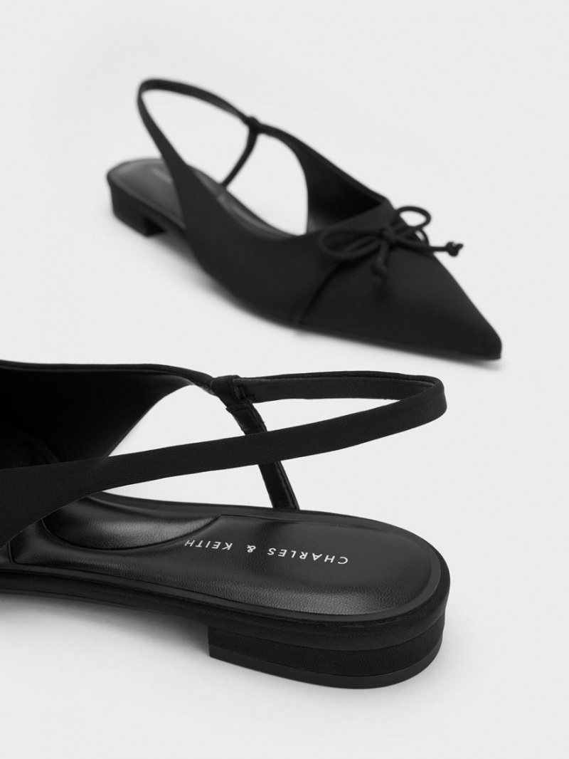 Balerini Charles & Keith Bow Pointed-Bombeu Slingback Negrii | 065UVJMAL