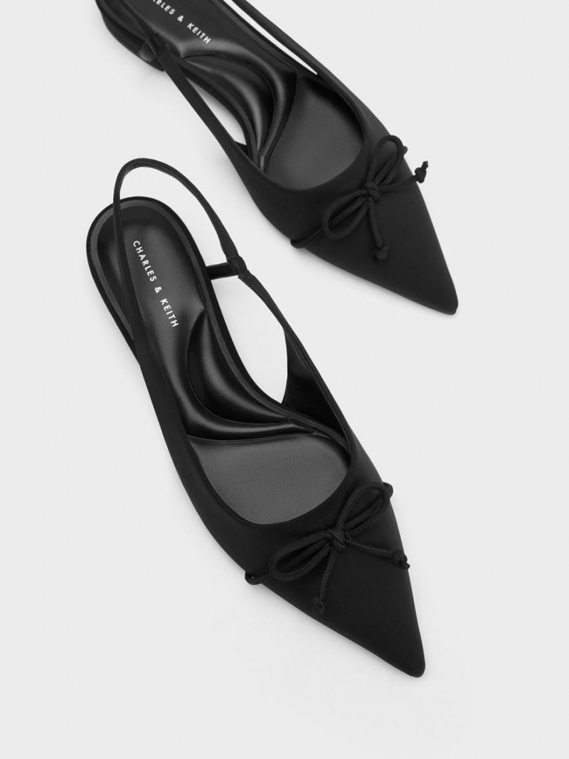 Balerini Charles & Keith Bow Pointed-Bombeu Slingback Negrii | 065UVJMAL