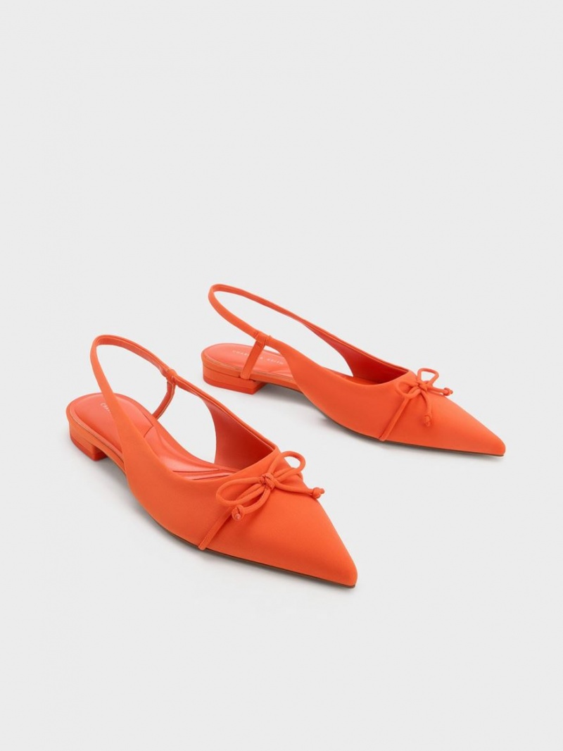 Balerini Charles & Keith Bow Pointed-Bombeu Slingback Portocalii | 816QLPAIJ