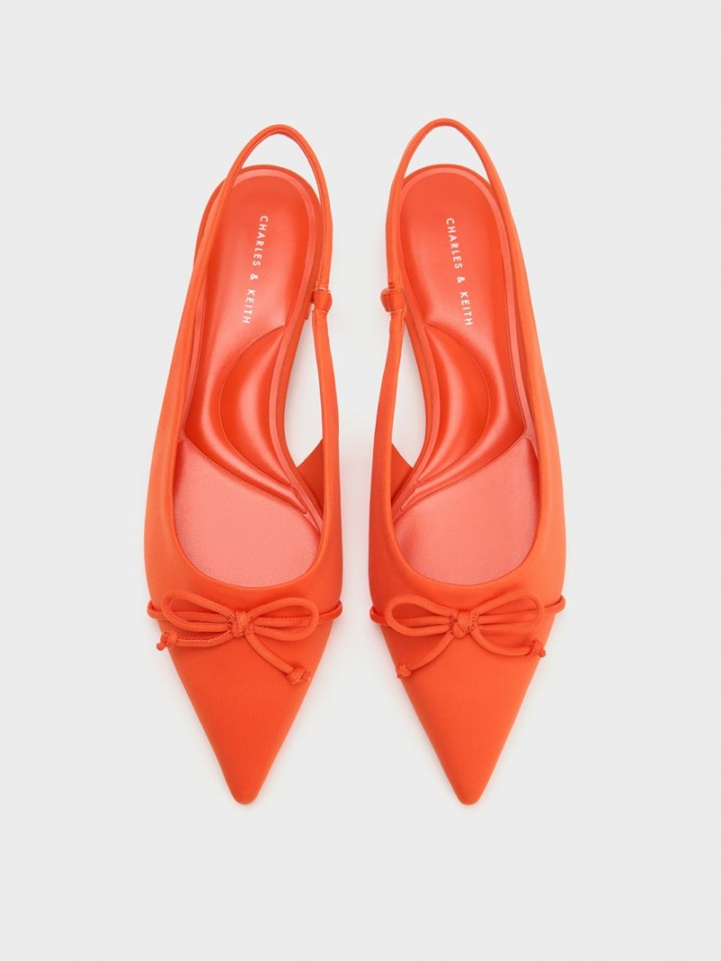 Balerini Charles & Keith Bow Pointed-Bombeu Slingback Portocalii | 816QLPAIJ