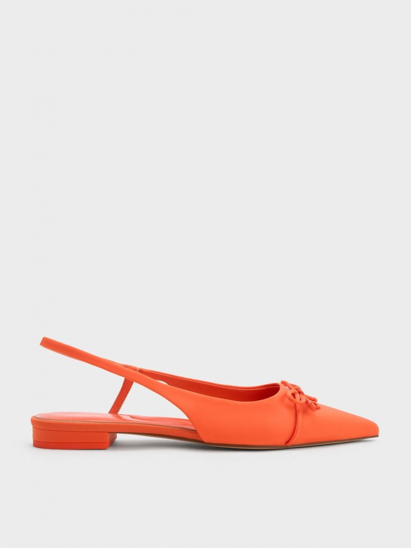 Balerini Charles & Keith Bow Pointed-Bombeu Slingback Portocalii | 816QLPAIJ