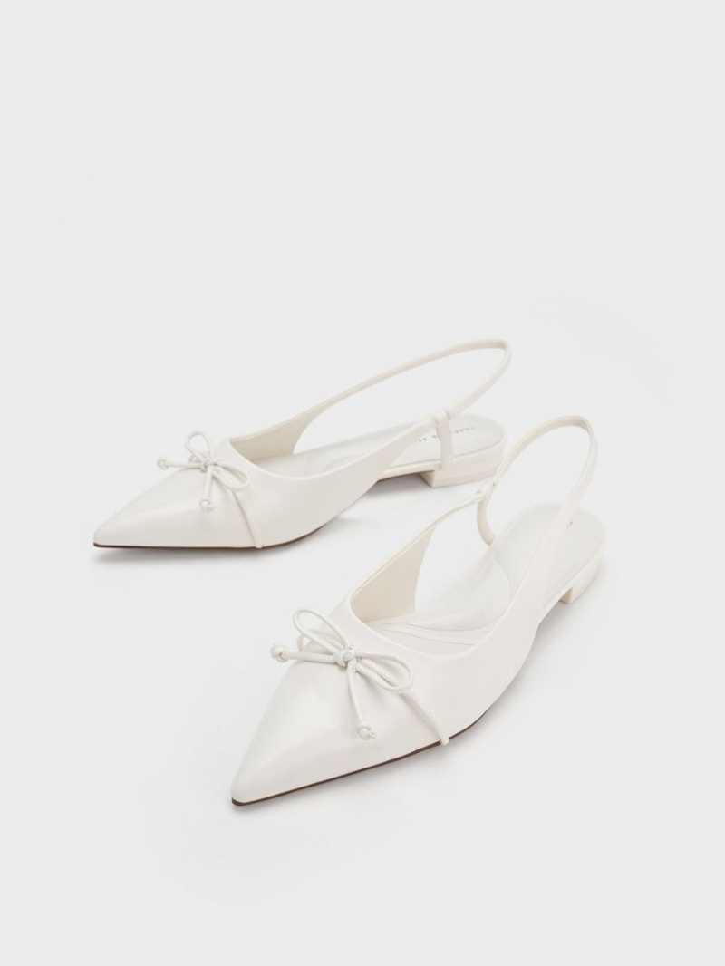 Balerini Charles & Keith Bow Pointed-Bombeu Slingback Albi | 785NEAGXY