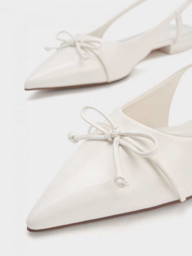 Balerini Charles & Keith Bow Pointed-Bombeu Slingback Albi | 785NEAGXY