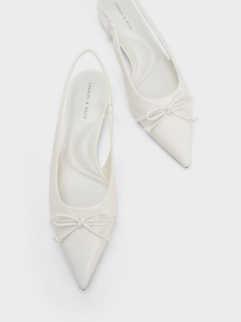 Balerini Charles & Keith Bow Pointed-Bombeu Slingback Albi | 785NEAGXY
