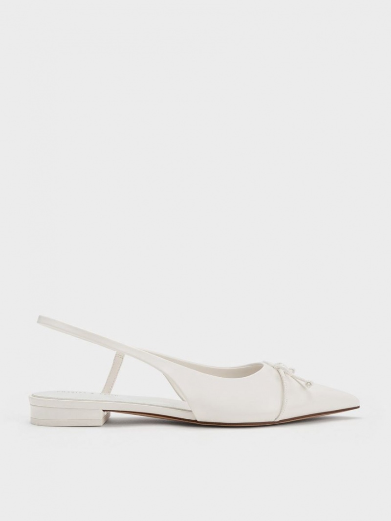 Balerini Charles & Keith Bow Pointed-Bombeu Slingback Albi | 785NEAGXY