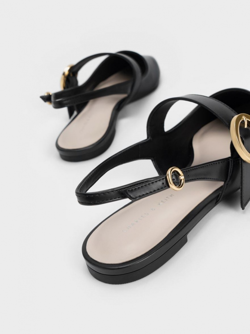 Balerini Charles & Keith Buckled Curea Slingback Negrii | 631CYFMON