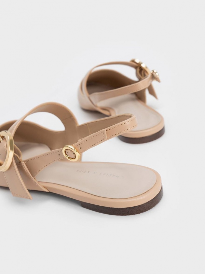 Balerini Charles & Keith Buckled Curea Slingback Bej | 378COBNIH