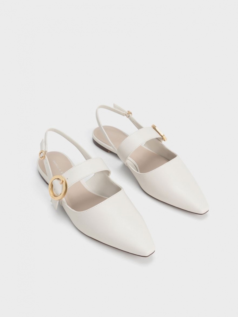 Balerini Charles & Keith Buckled Curea Slingback Albi | 304LJPBQO