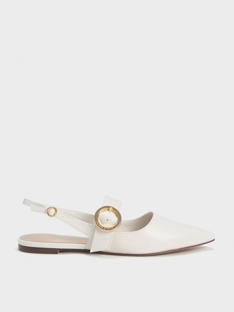 Balerini Charles & Keith Buckled Curea Slingback Albi | 304LJPBQO