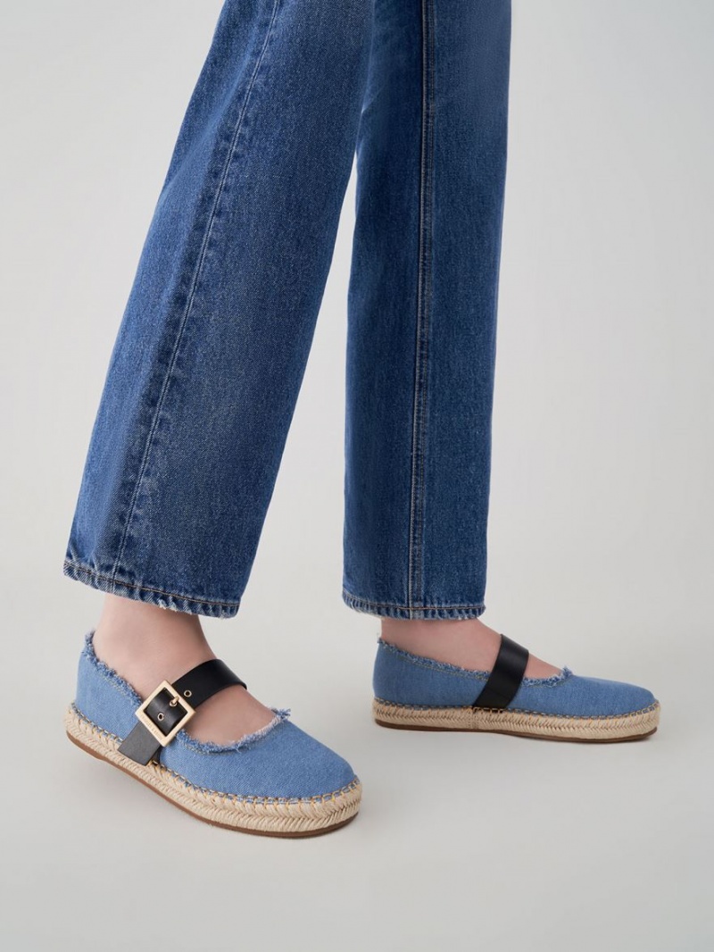 Balerini Charles & Keith Buckled Denim Espadrile Albastri | 684TAMORH