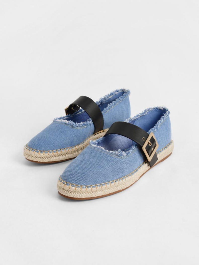 Balerini Charles & Keith Buckled Denim Espadrile Albastri | 684TAMORH