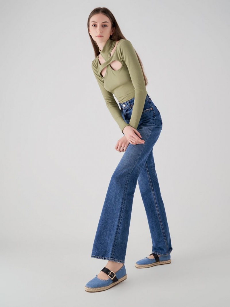 Balerini Charles & Keith Buckled Denim Espadrile Albastri | 684TAMORH