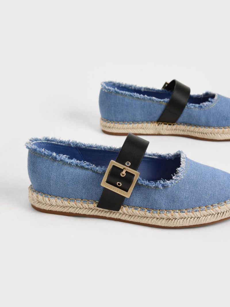 Balerini Charles & Keith Buckled Denim Espadrile Albastri | 684TAMORH