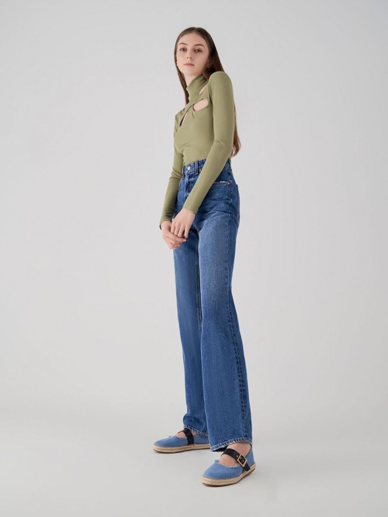 Balerini Charles & Keith Buckled Denim Espadrile Albastri | 684TAMORH