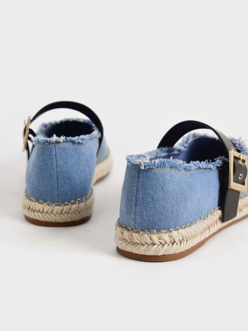 Balerini Charles & Keith Buckled Denim Espadrile Albastri | 684TAMORH