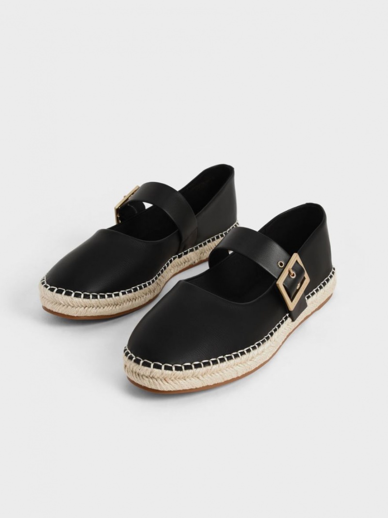 Balerini Charles & Keith Buckled Espadrile Negrii | 183DOQKTA