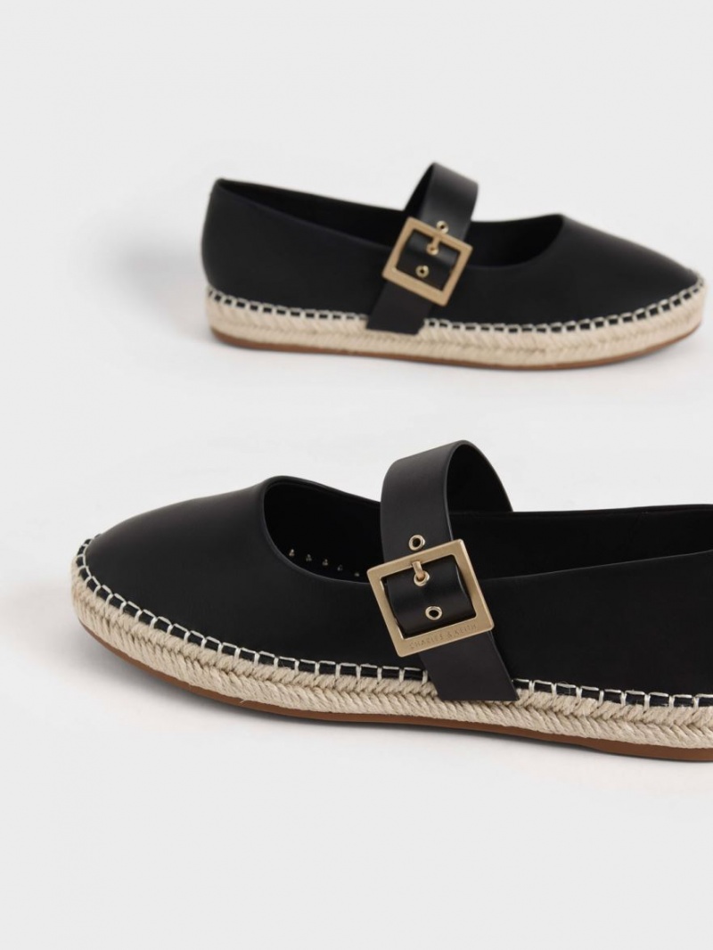 Balerini Charles & Keith Buckled Espadrile Negrii | 183DOQKTA