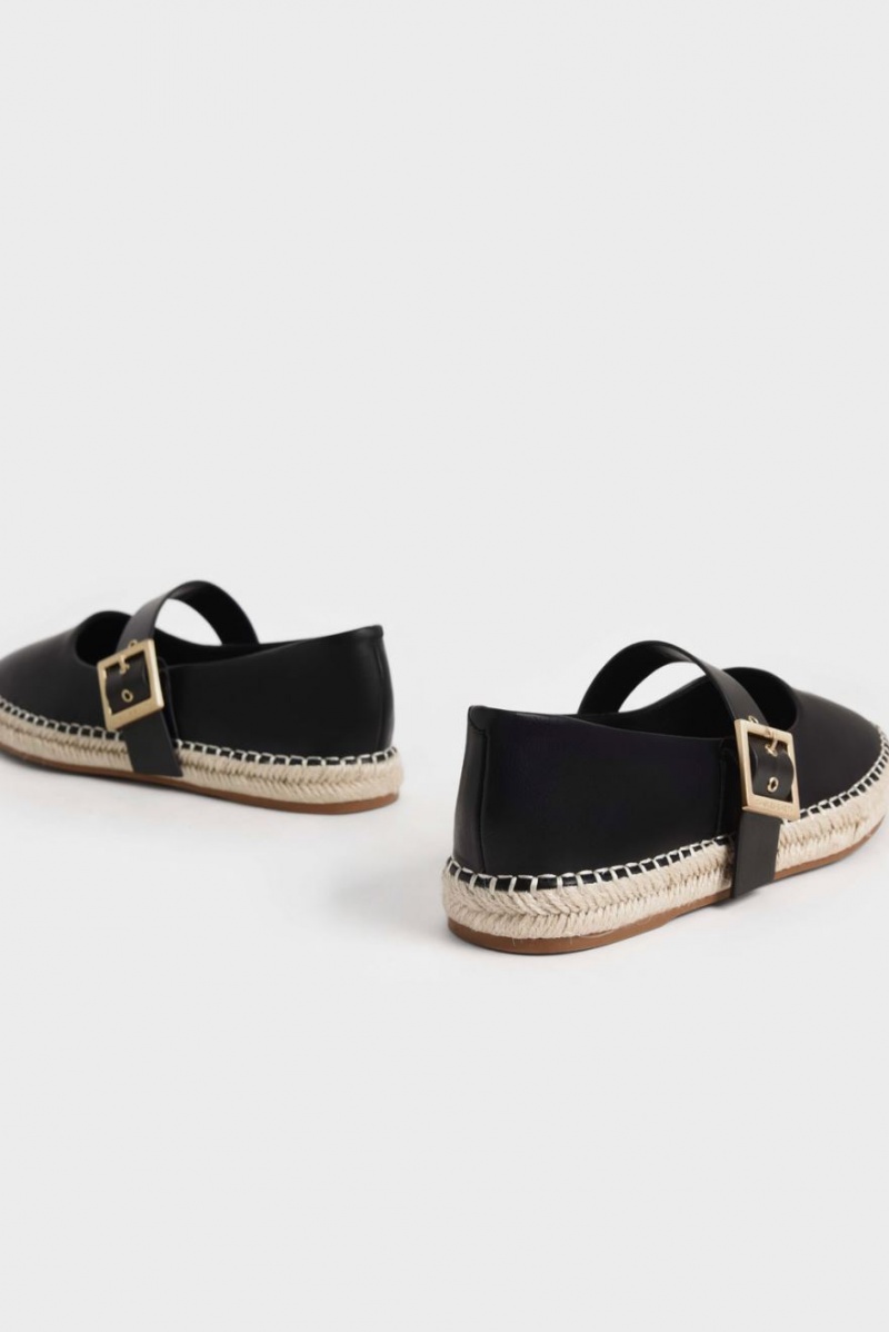 Balerini Charles & Keith Buckled Espadrile Negrii | 183DOQKTA