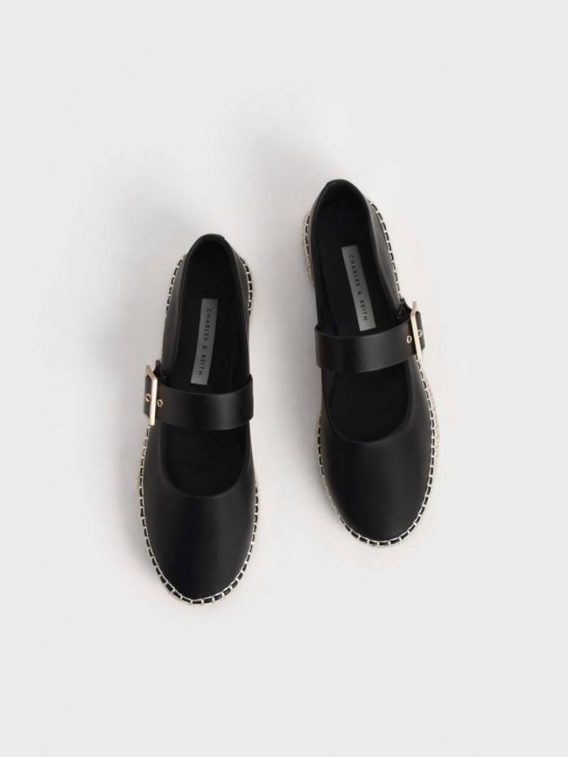 Balerini Charles & Keith Buckled Espadrile Negrii | 183DOQKTA