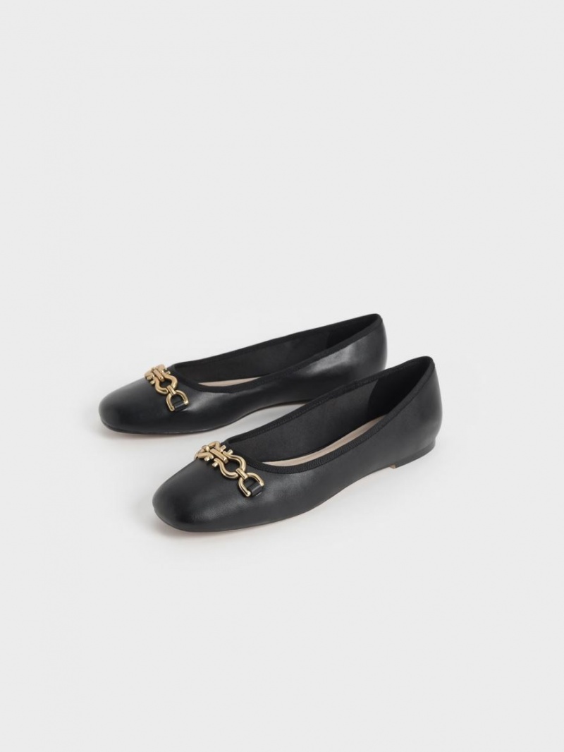 Balerini Charles & Keith Chain Link Negrii | 183OLKFWH