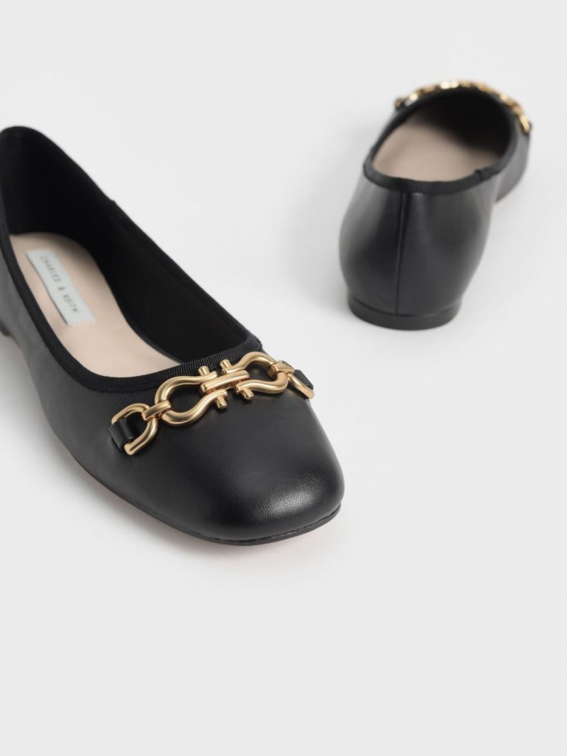 Balerini Charles & Keith Chain Link Negrii | 183OLKFWH