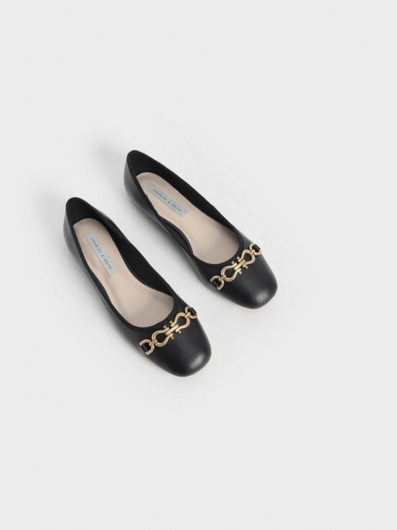 Balerini Charles & Keith Chain Link Negrii | 183OLKFWH