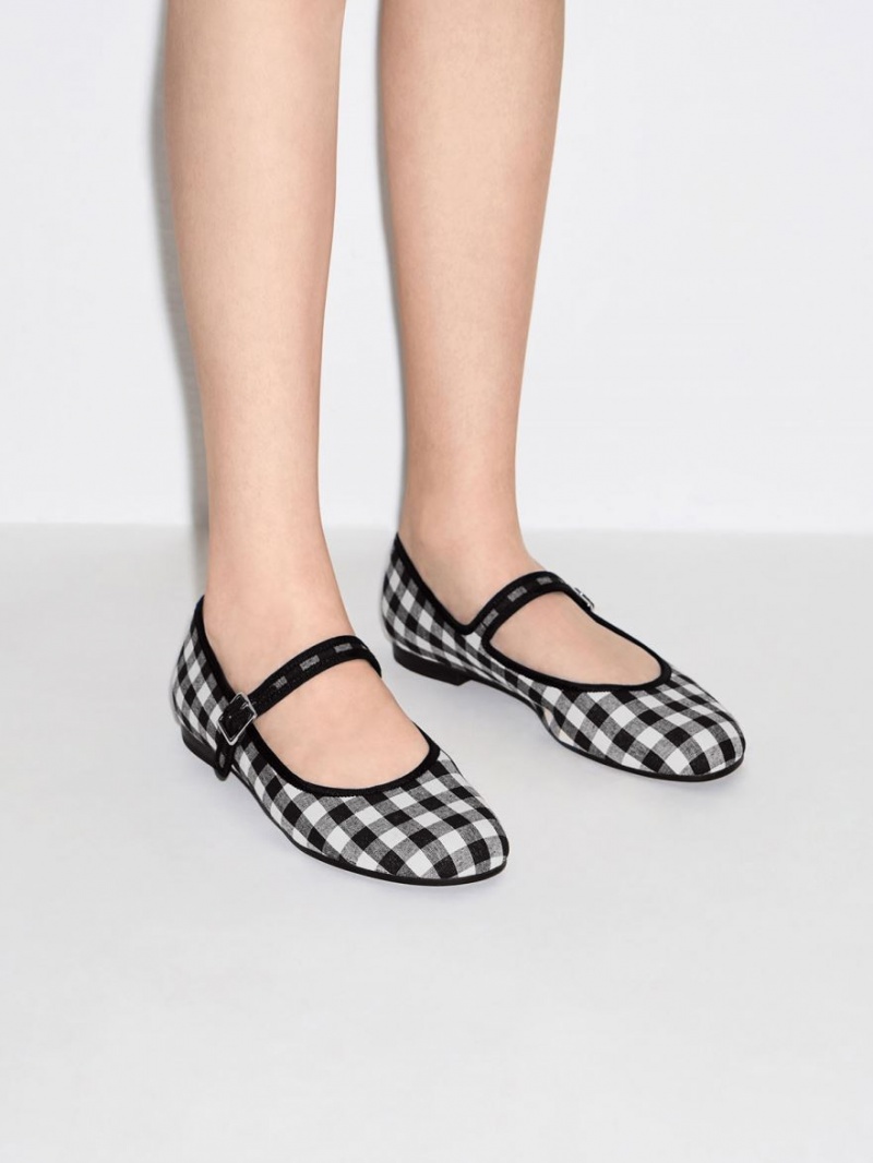 Balerini Charles & Keith Checkered Buckled Mary Jane Negrii | 057CGUKXA