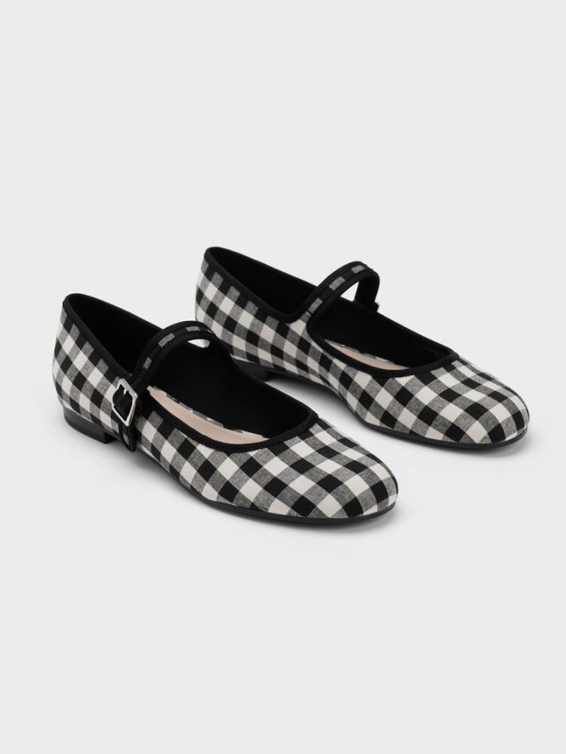 Balerini Charles & Keith Checkered Buckled Mary Jane Negrii | 057CGUKXA