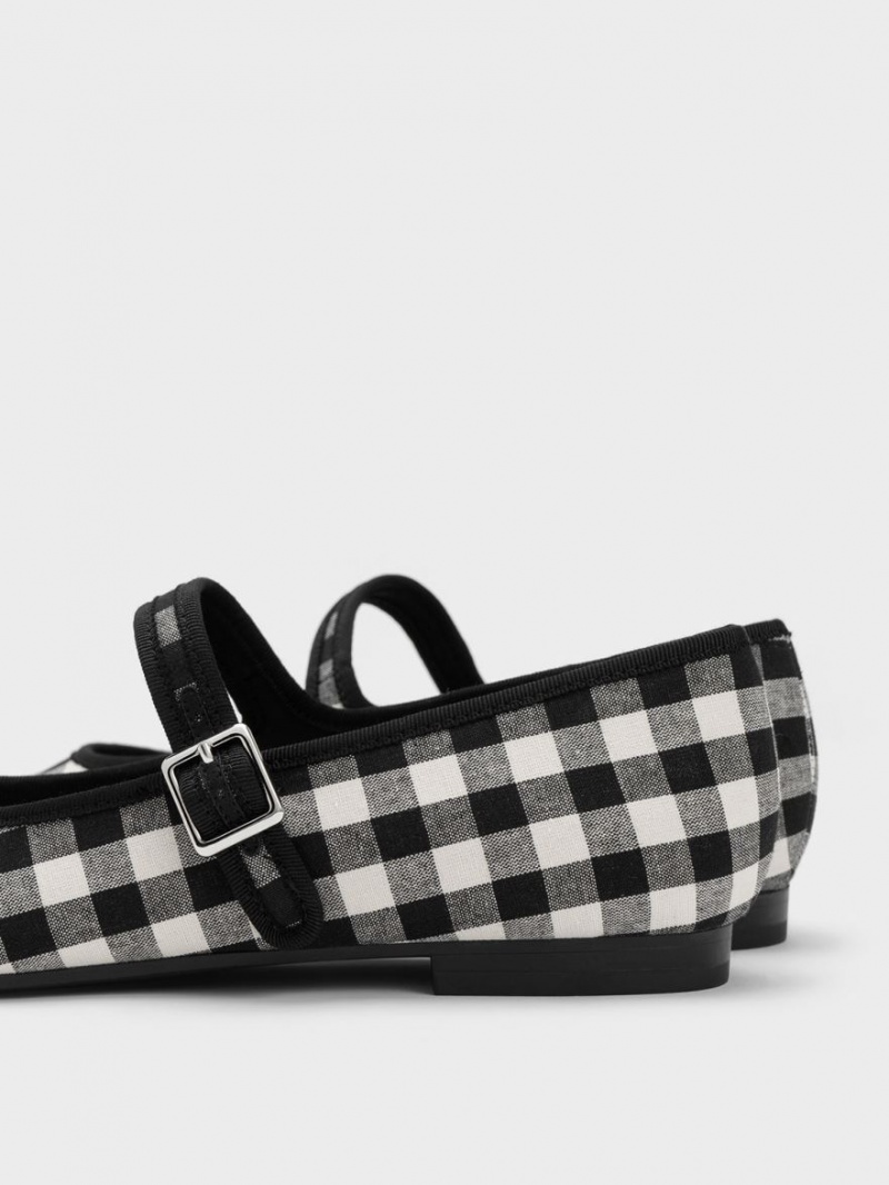 Balerini Charles & Keith Checkered Buckled Mary Jane Negrii | 057CGUKXA