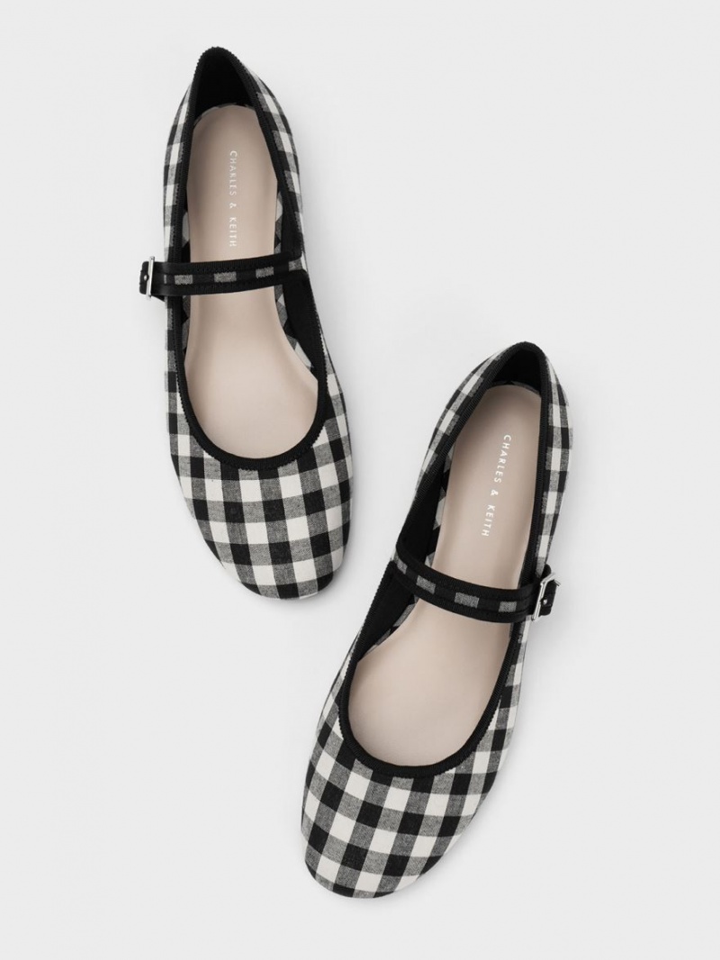 Balerini Charles & Keith Checkered Buckled Mary Jane Negrii | 057CGUKXA