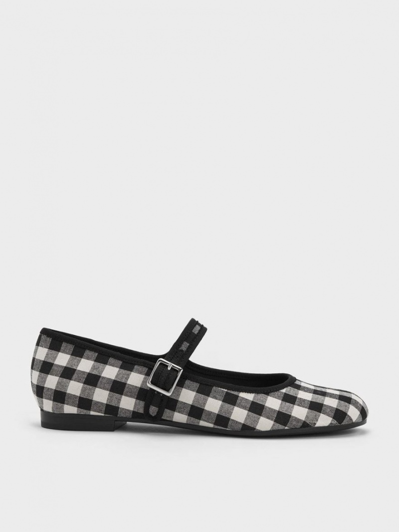 Balerini Charles & Keith Checkered Buckled Mary Jane Negrii | 057CGUKXA