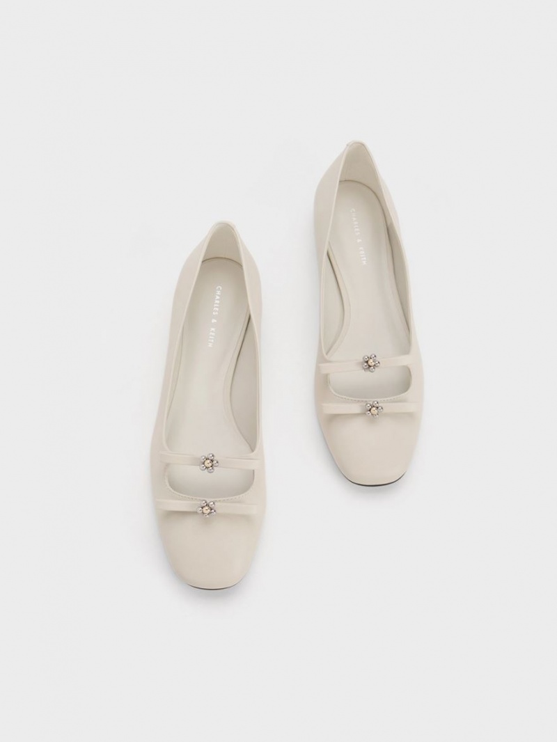 Balerini Charles & Keith Floral Beaded Bow Albi | 348MODVYJ