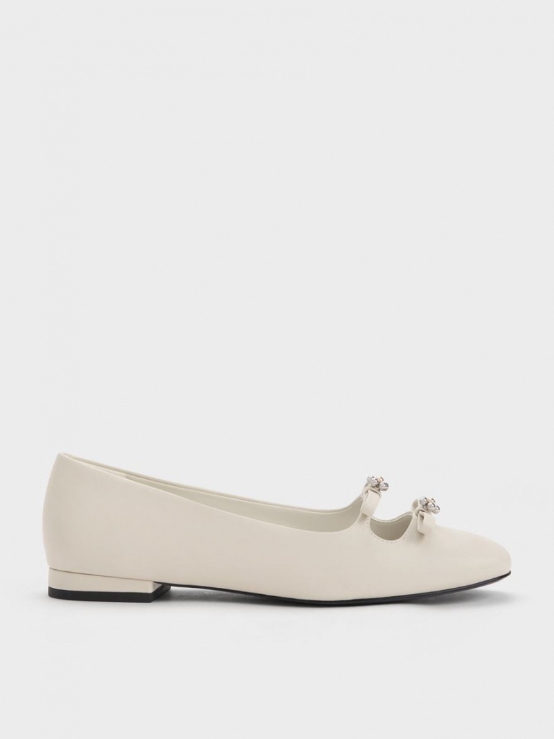 Balerini Charles & Keith Floral Beaded Bow Albi | 348MODVYJ