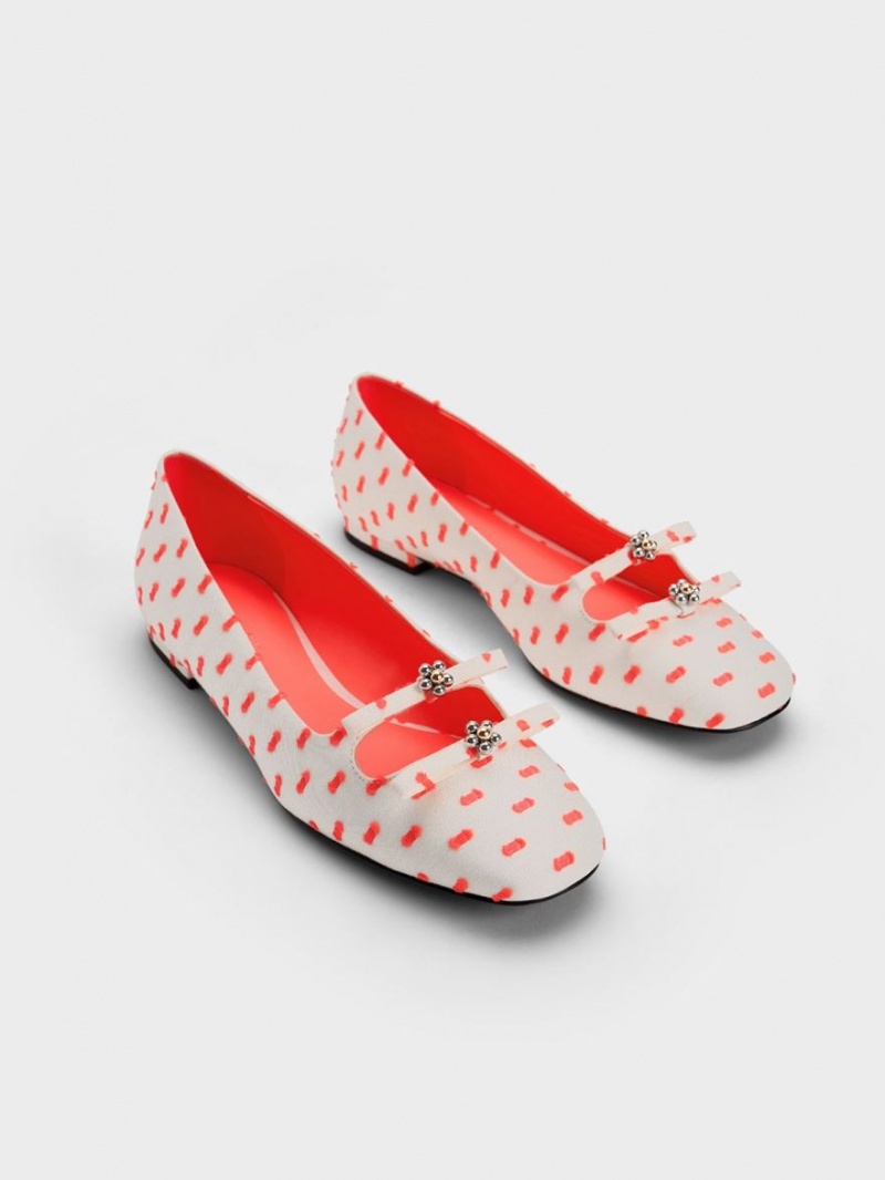 Balerini Charles & Keith Floral Beaded Printed Bow Corai | 476RESZTW