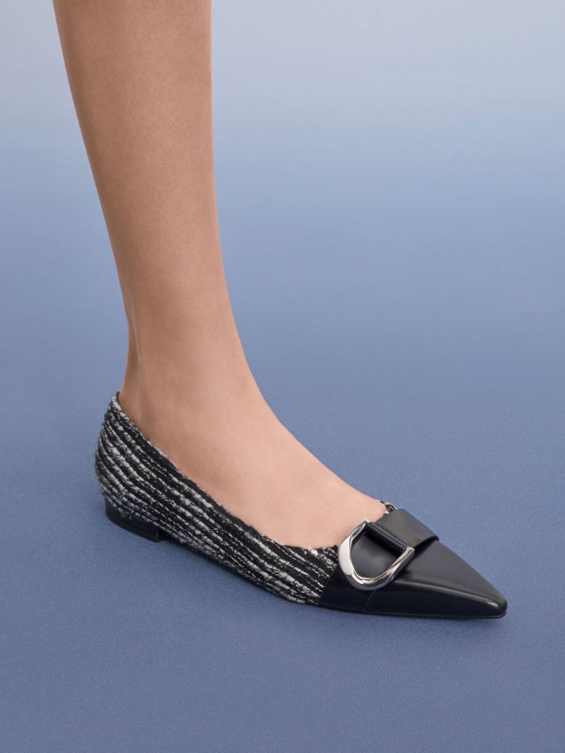 Balerini Charles & Keith Gabine Tweed & Piele Bombeu-Cap Negrii | 702ZBGAVU