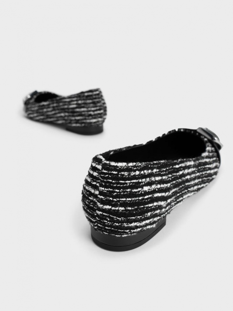 Balerini Charles & Keith Gabine Tweed & Piele Bombeu-Cap Negrii | 702ZBGAVU