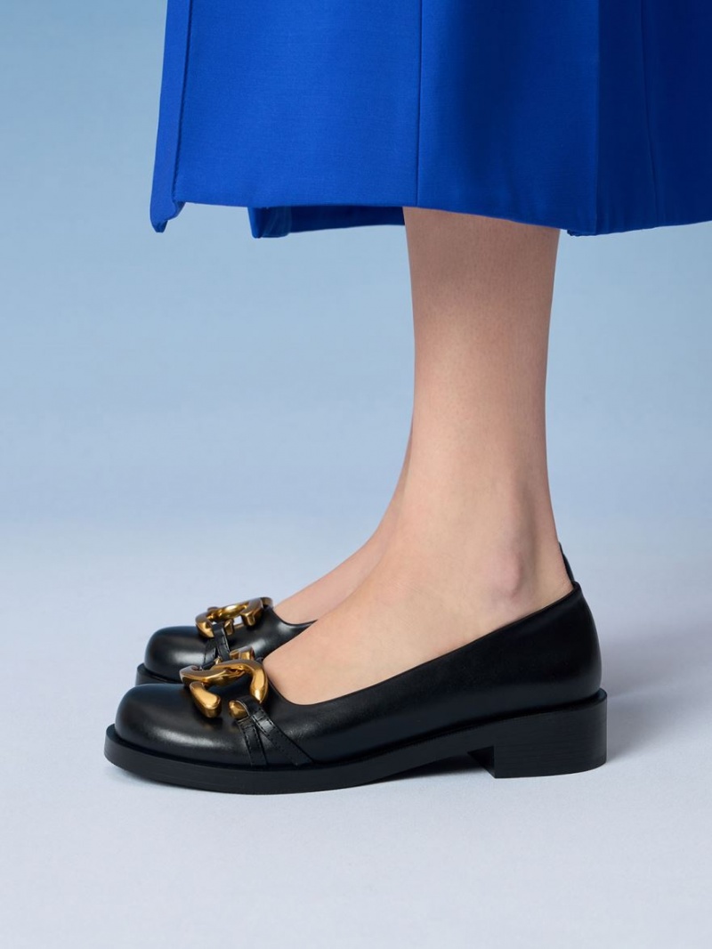 Balerini Charles & Keith Grosolan Metallic Accent Negrii | 348KXGFVN