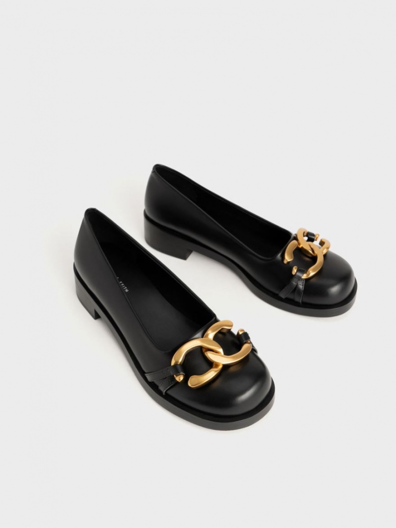 Balerini Charles & Keith Grosolan Metallic Accent Negrii | 348KXGFVN