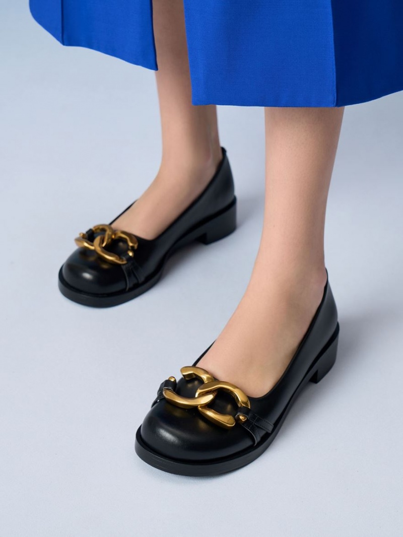 Balerini Charles & Keith Grosolan Metallic Accent Negrii | 348KXGFVN