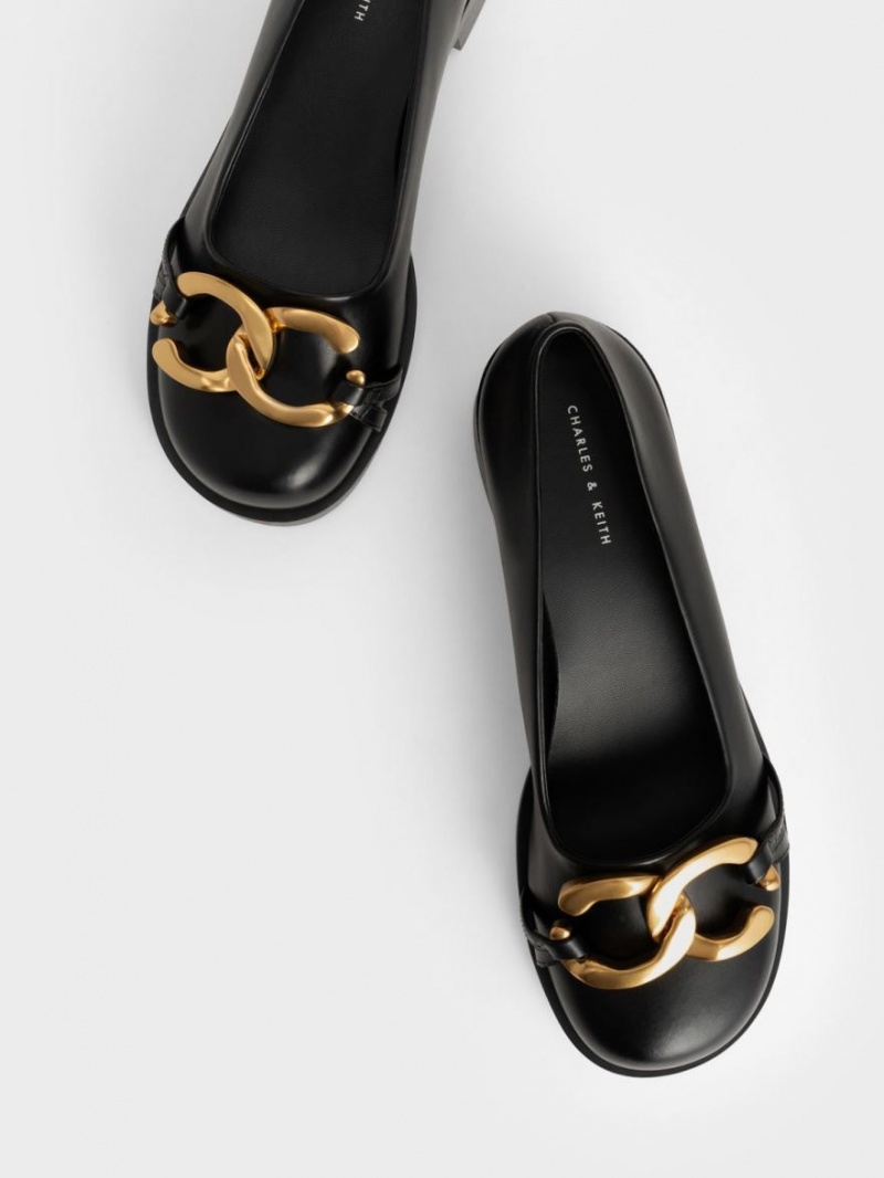 Balerini Charles & Keith Grosolan Metallic Accent Negrii | 348KXGFVN
