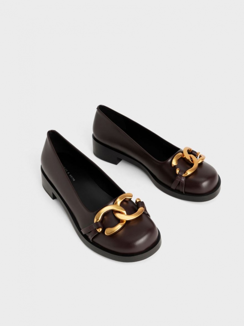 Balerini Charles & Keith Grosolan Metallic Accent Maro Inchis | 139FQOTGZ