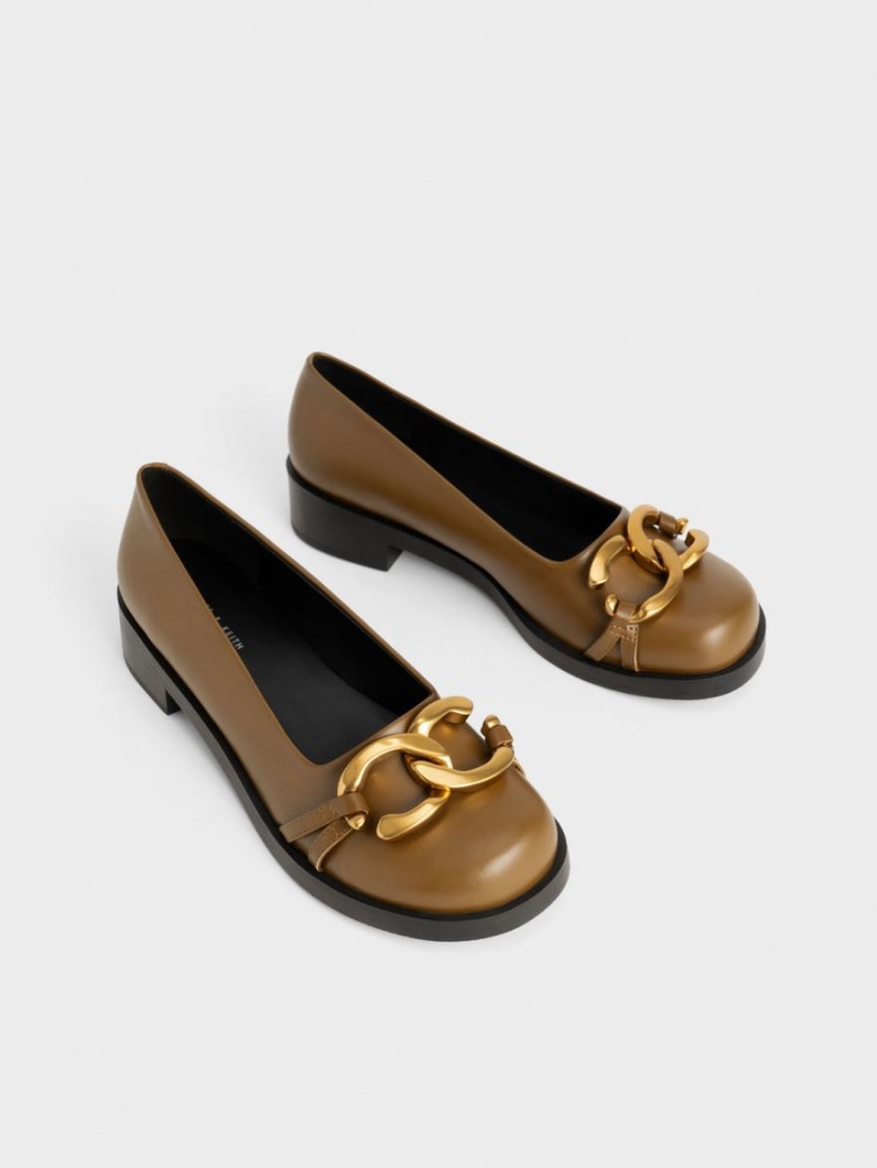 Balerini Charles & Keith Grosolan Metallic Accent Masline Verzi | 758HJYUGS