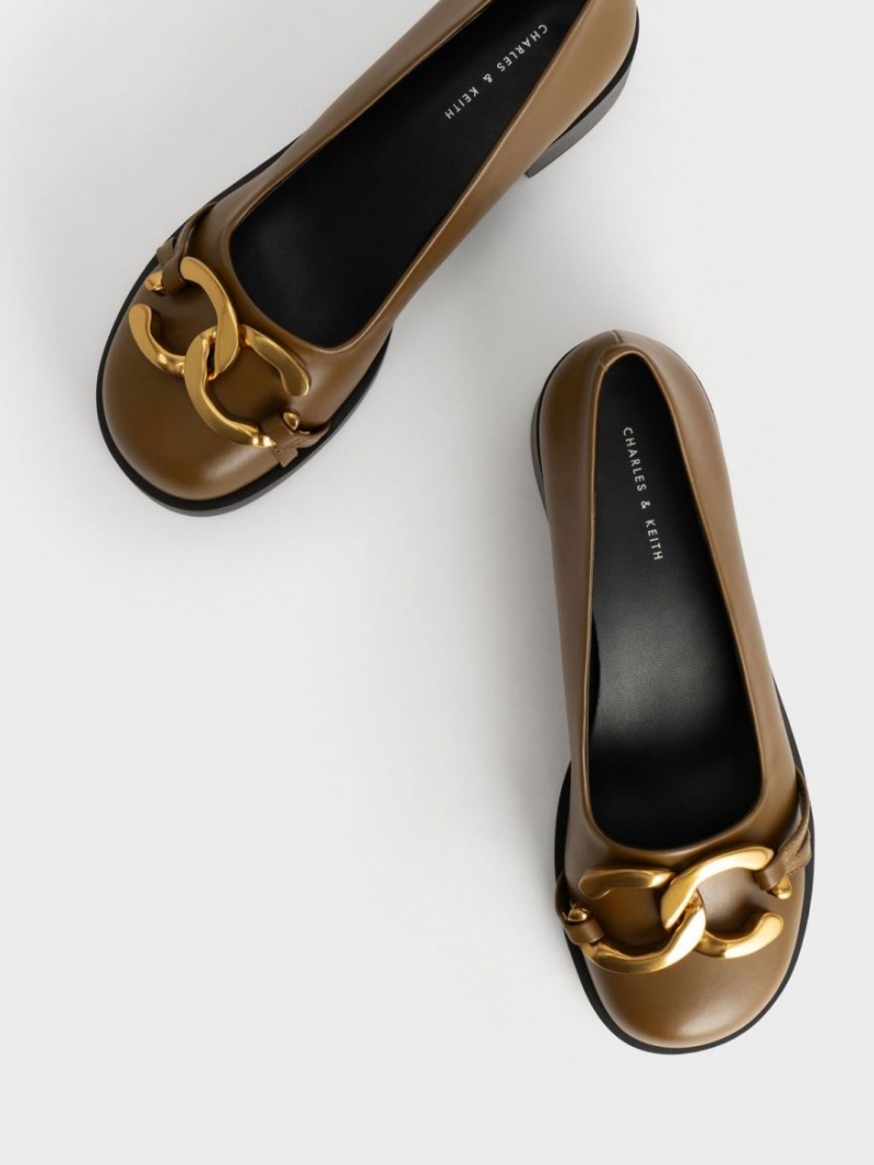Balerini Charles & Keith Grosolan Metallic Accent Masline Verzi | 758HJYUGS