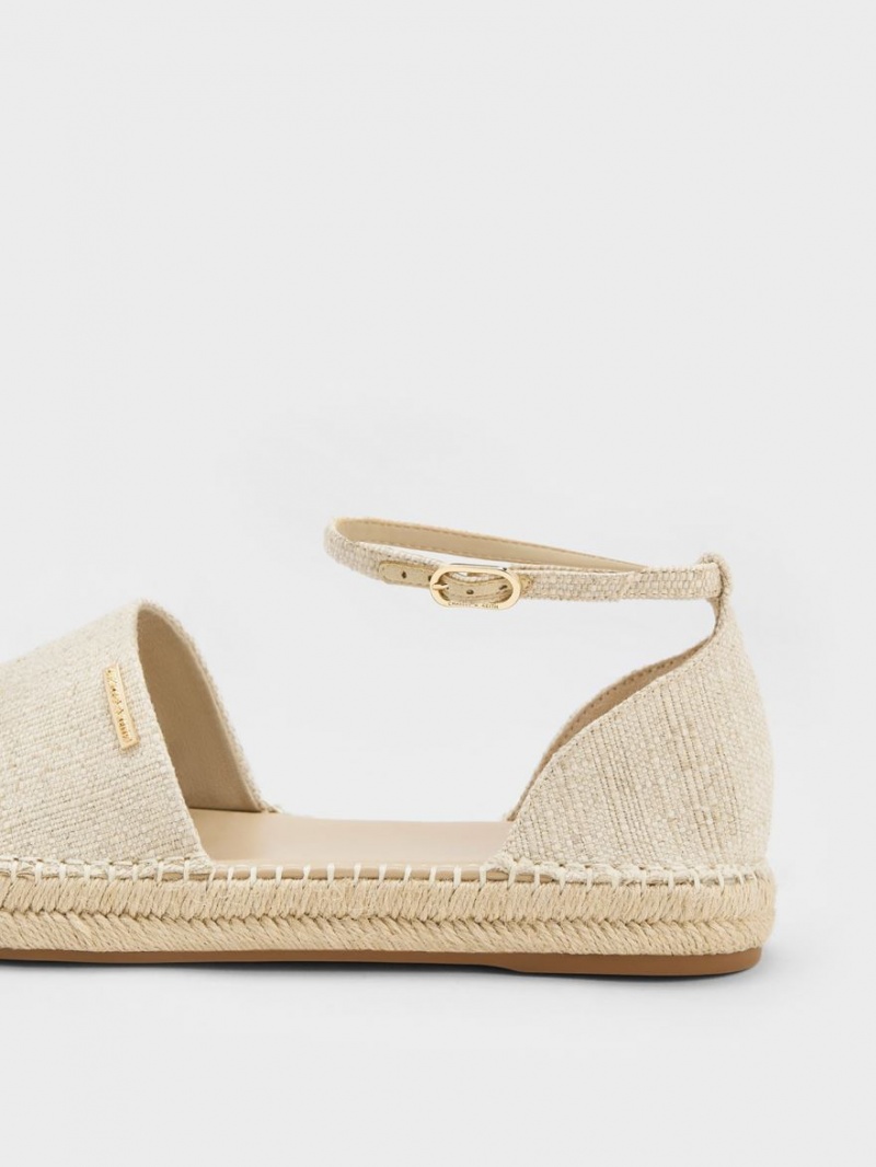 Balerini Charles & Keith Linen Ankle-Curea Espadrile Bej | 560YUFMSR