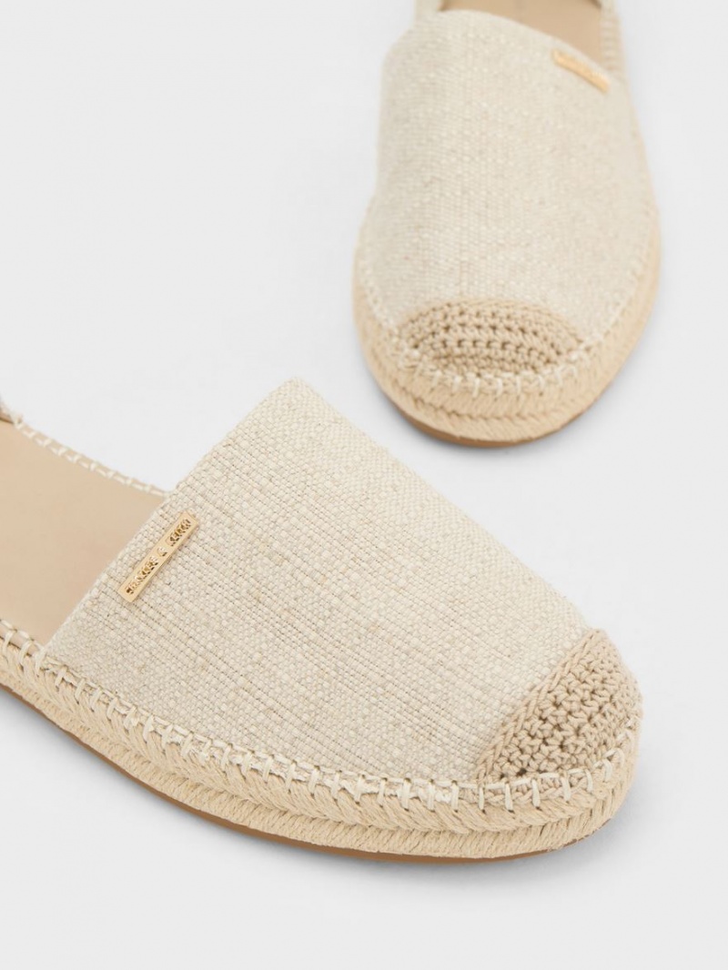 Balerini Charles & Keith Linen Ankle-Curea Espadrile Bej | 560YUFMSR