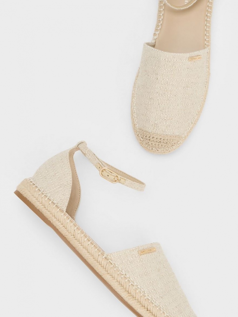 Balerini Charles & Keith Linen Ankle-Curea Espadrile Bej | 560YUFMSR