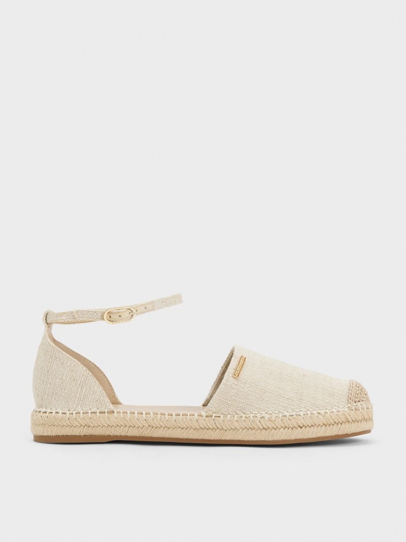 Balerini Charles & Keith Linen Ankle-Curea Espadrile Bej | 560YUFMSR
