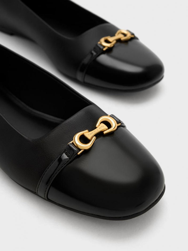 Balerini Charles & Keith Metallic Accent Negrii | 859YTBELV