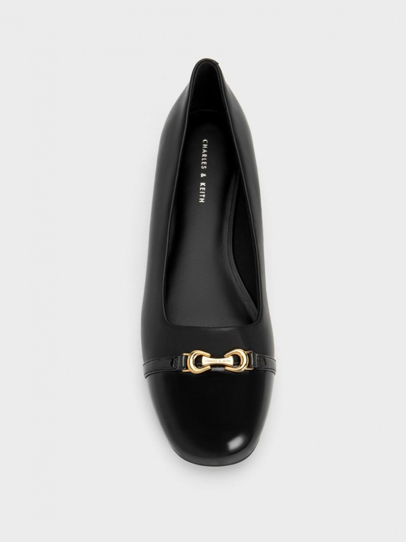 Balerini Charles & Keith Metallic Accent Negrii | 859YTBELV